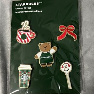 New in package- Starbucks Gold Enamel Bearista 5 pin pack
